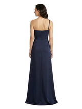 Chicsew One Shoulder Sleeveless Ruched A-Line Floor Length Satin Modern Mother of the Bride Dresses