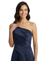 Chicsew One Shoulder Sleeveless Ruched A-Line Floor Length Satin Modern Mother of the Bride Dresses