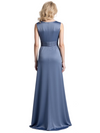 Elegant Sleeveless Lace Satin A-Line Long Mother of The Bride and Groom Dresses For Wedding