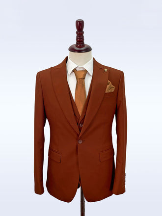 Terracotta Casual Men's Suit Slim Fit Single Breasted 2 Piece Business Tuxedos CN514