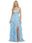 Cute Sweetheart Ruffles Side Slit A-Line Floor-Length Long Party Prom Dresses