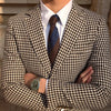 Casual Men's 2 Pieces Houndstooth Peak Lapel Tuxedos (Blazer+Pants) CN469