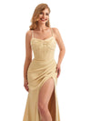 Stretch Satin Spaghetti Straps Spring Bridesmaid Dresses