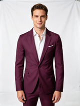Classic 1 Piece Mulberry Men's Suit with Regular Fit and Sophisticated Peak Lapel