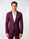Classic 2 Piece Mulberry Men's Suit with Regular Fit and Sophisticated Peak Lapel