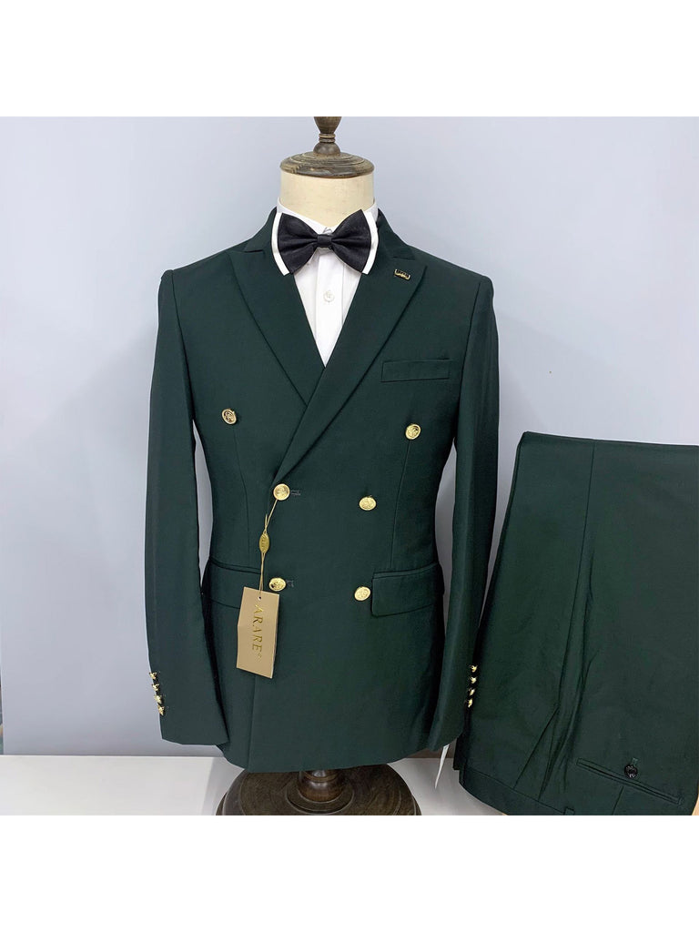 Moss Casual Men's Suit Slim Fit Double Breasted 3 Piece Business Tuxedos CN538