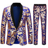 Men's 2-Piece Sequin Floral Embroidery Shawl Collar Tuxedo 5 Color CN418