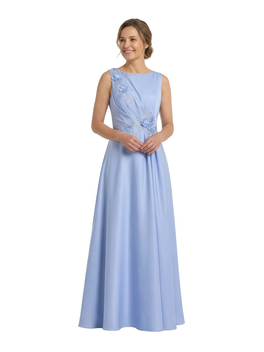 ChicSew Beautiful Sleeveless Satin A-Line Mother Of The Bride Dress With Floral Appliques