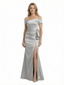 ChicSew Shimmering Silky Satin Off Shoulder Floor Length Mother Of The Bride Gown With Side Slit
