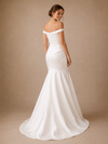 ChicSew Unique Ruched Off The Shoulder Satin Mermaid Floor-Length Wedding Dress