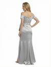 ChicSew Shimmering Silky Satin Off Shoulder Floor Length Mother Of The Bride Gown With Side Slit