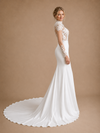 ChicSew Morden High Neck Long Sleeves Satin Lace Mermaid Floor-Length Wedding Dress