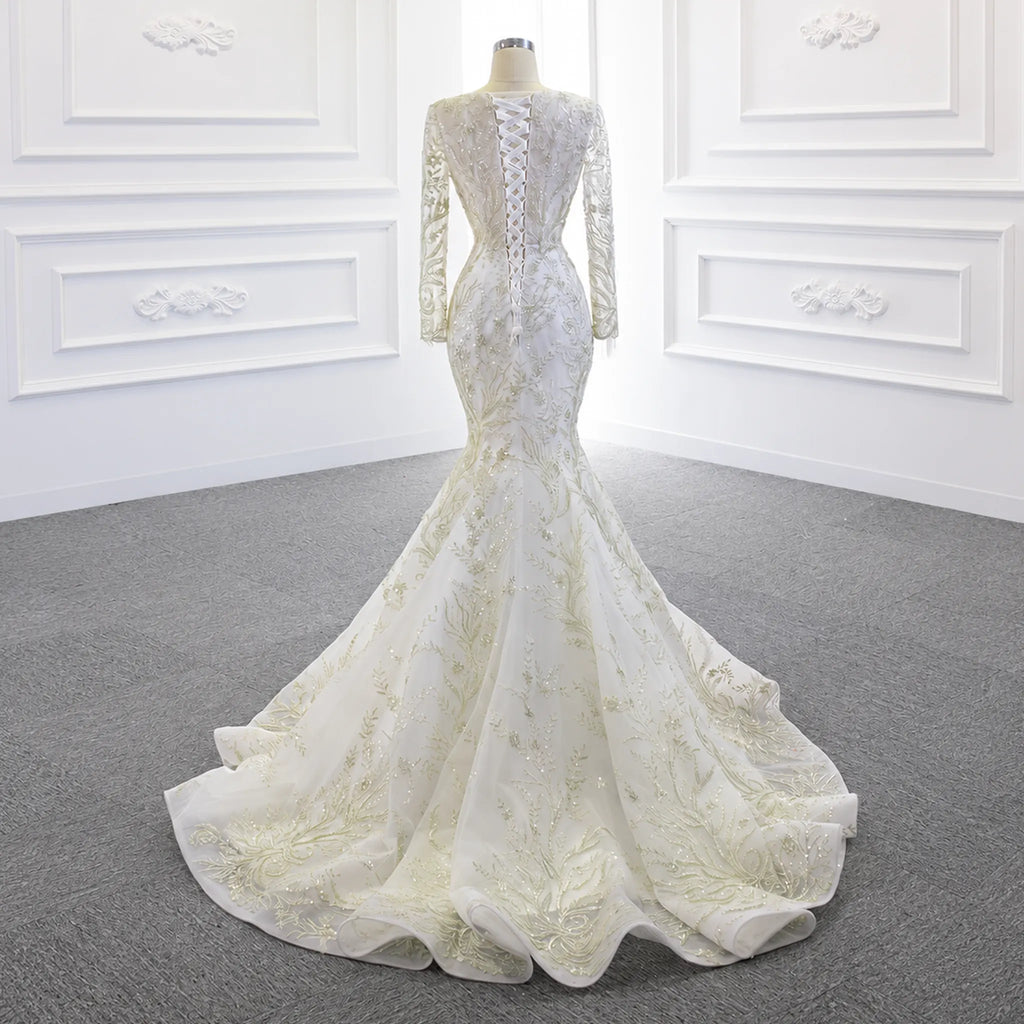 ChicSew Luxurious V-Neck Lace Applique Ball Gown Wedding Dress With Overskirt