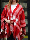 Women's Travel Plaid Shawl Wrap Open Front Poncho Cape for Fall Winter