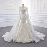 ChicSew Luxurious V-Neck Lace Applique Ball Gown Wedding Dress With Overskirt