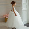 Flower Girls A-line Lace Top Princess Gown for Wedding Kids Guest with Bow Dress