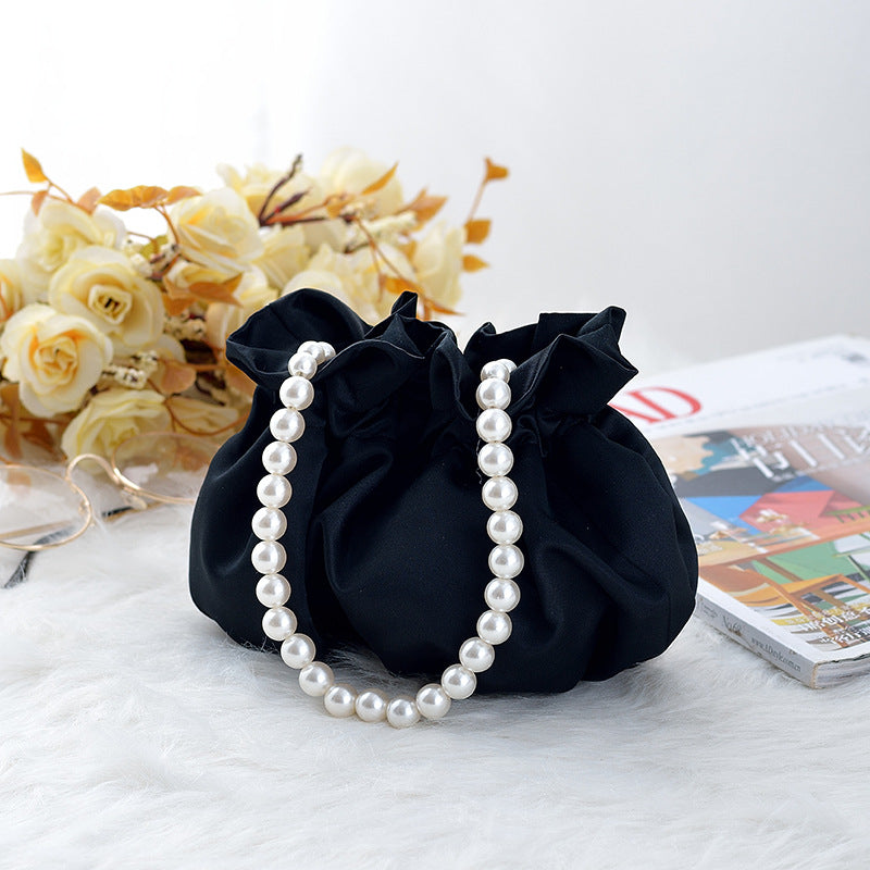 Cute pearl satin handbag small handbag bag party bag dress bag