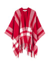 Women's Travel Plaid Shawl Wrap Open Front Poncho Cape for Fall Winter