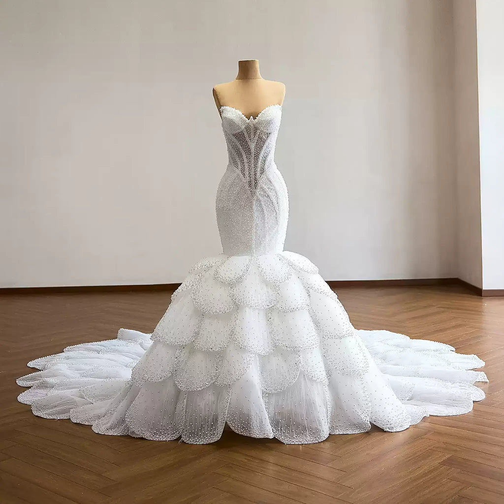 ChicSew Luxurious Beaded Mermaid Ball Gown Wedding Dress