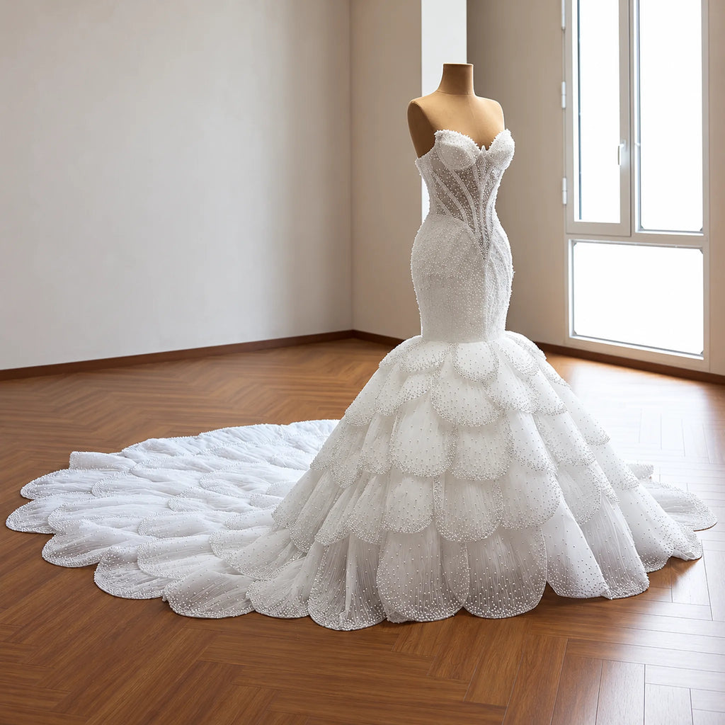 ChicSew Luxurious Beaded Mermaid Ball Gown Wedding Dress
