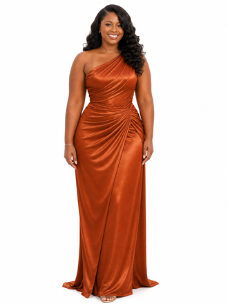 ChicSew One Shoulder Soft Satin Mermaid Floor-Length Bridesmaid Dresses With Ruching
