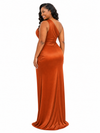 ChicSew One Shoulder Soft Satin Mermaid Floor-Length Bridesmaid Dresses With Ruching