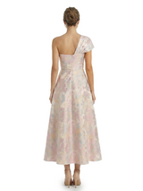 ChicSew Fancy Jacquard Satin One Shoulder A-Line Midi Formal Evening Dresses