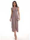 Elegant Bell Sleeves Chiffon A-line Midi Mother of The Bride Dresses