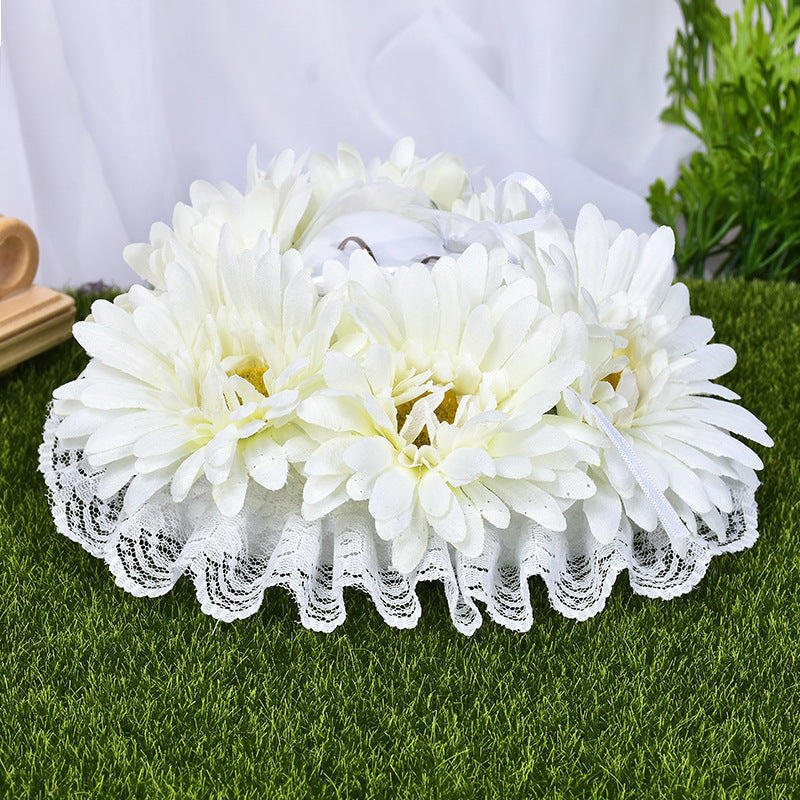Sunflower Flower Accessory Wedding Ring Pillow For Bride and Groom, JZH-5877