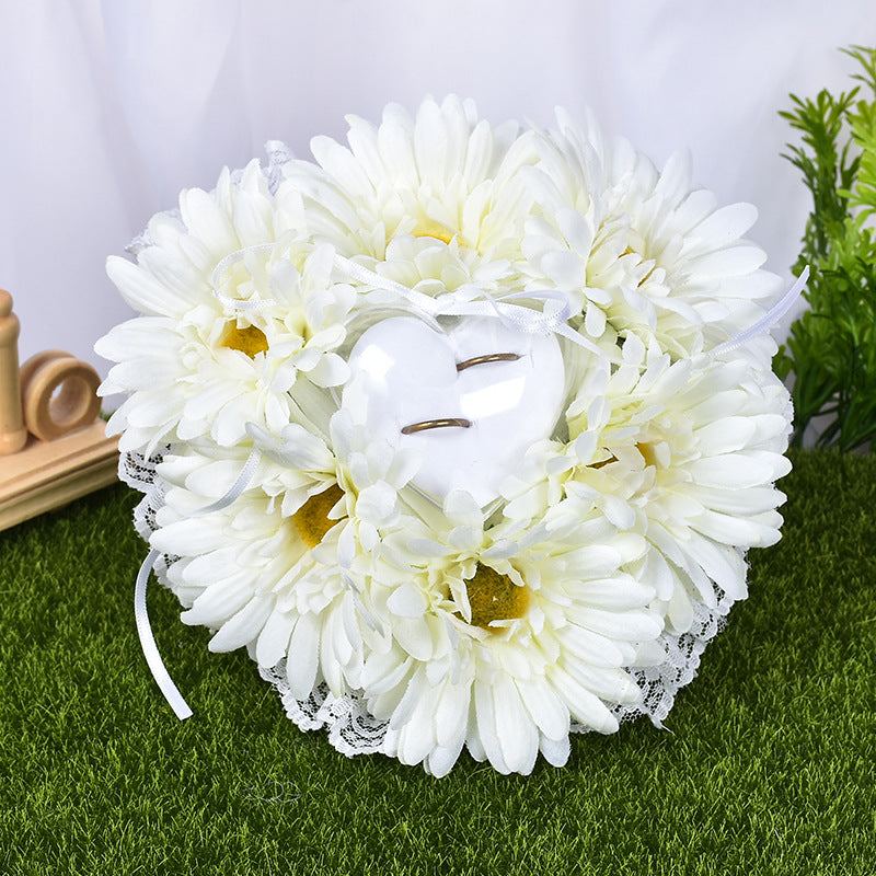 Sunflower Flower Accessory Wedding Ring Pillow For Bride and Groom, JZH-5877