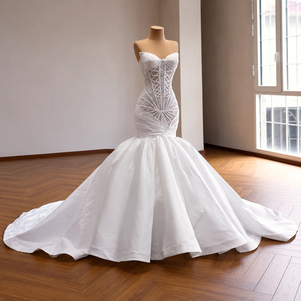 ChicSew Satin Ruching Mermaid Wedding Dress