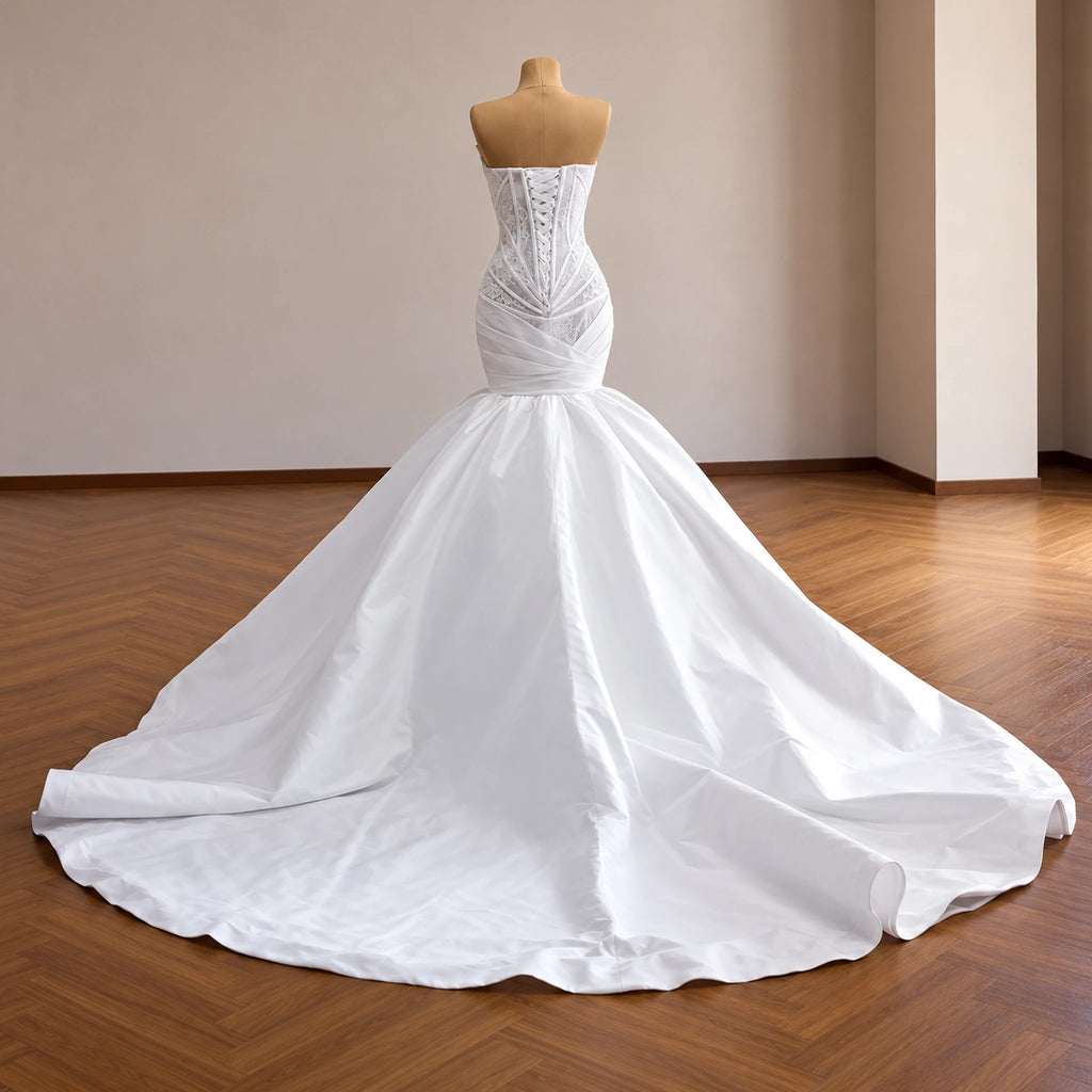 ChicSew Satin Ruching Mermaid Wedding Dress