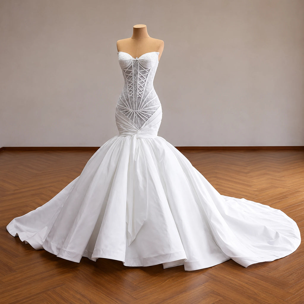 ChicSew Satin Ruching Mermaid Wedding Dress