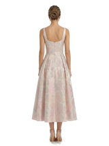 ChicSew Elegant Jacquard Satin Square Neck A-Line Midi Formal Evening Dresses For Women