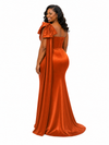 ChicSew Elegant One Shoulder Mermaid Soft Satin Long Bridesmaid Dresses With Bow Knot
