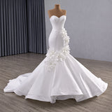 ChicSew Satin 3D Flowers Wedding Dress With Boning