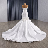 ChicSew Satin 3D Flowers Wedding Dress With Boning