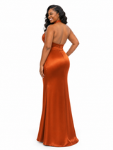 ChicSew Simple Halter Mermaid Soft Satin Long Bridesmaid Dresses