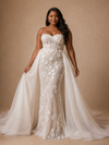 ChicSew Elegant Modern Sweetheart Mermaid Boning Lace Tulle Maxi Wedding Dress With Overskirt