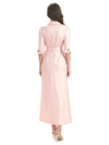 Simple Silky Satin Half Sleeves Sheath Ankle-Length Formal Evening Gowns For Women Side Slit