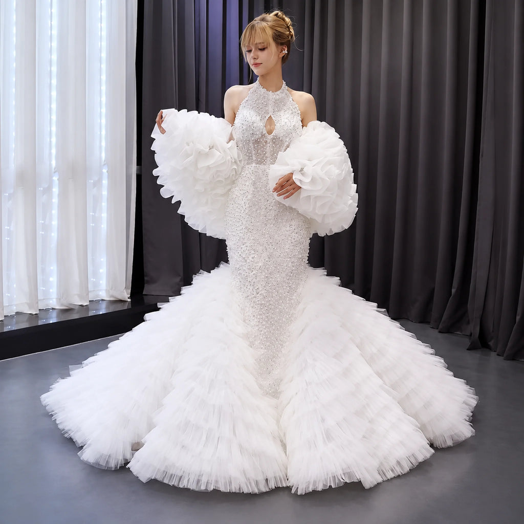 ChicSew Luxurious Beaded Halter Wedding Dress