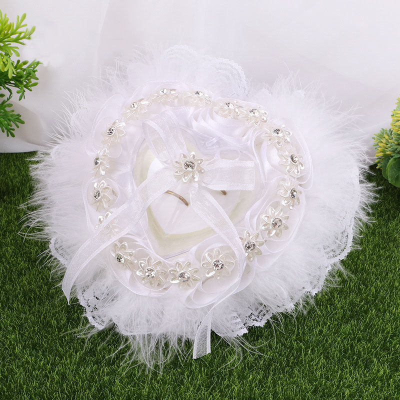 White Heart Shaped Lace Ring Box For Brides And Groom, JZH-5882