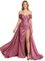 Classy Mermaid Off Shoulder Satin Long Party Prom Dresses