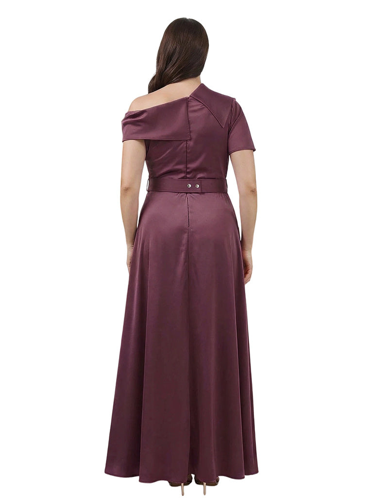 Chic One Shoulder Beaded Detail A-Line Satin Mother of The Bride Dress