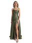 Elegant Strapless Silky Satin Pleats A-Line Long Formal Evening Gowns For Ladies
