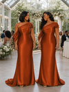 ChicSew Asymmetrical Straps Mermaid Soft Satin Long Bridesmaid Dresses