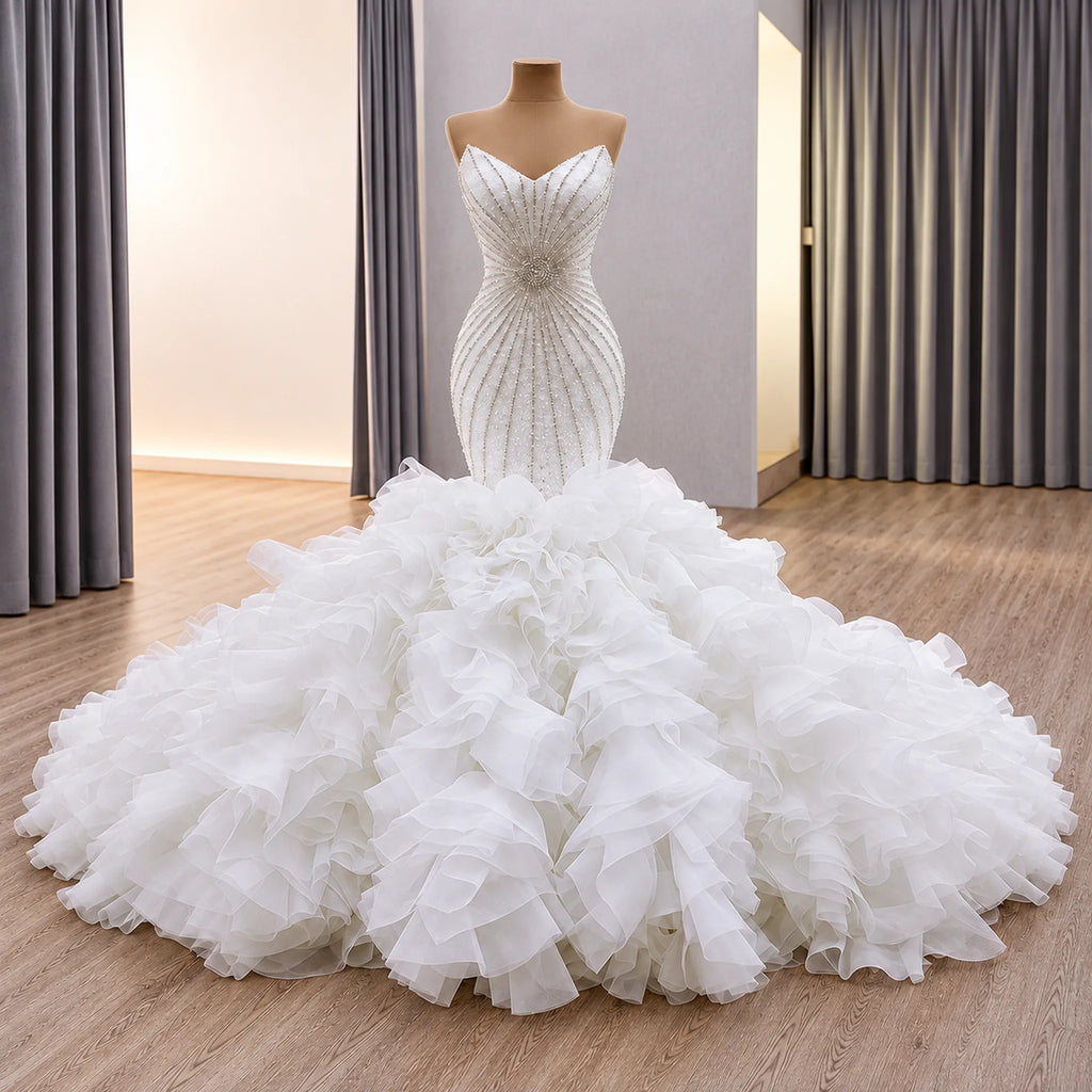 ChicSew Luxurious Mermaid Wedding Dress With Beaded