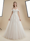 A-Line Cold Shoulder Maxi Long Lace Wedding Dresses Online