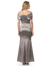 ChicSew Modern Ruched Satin Mother Of The Groom Dress With Twisted Off Shoulder Neck
