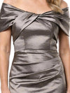 ChicSew Modern Ruched Satin Mother Of The Groom Dress With Twisted Off Shoulder Neck